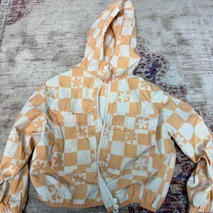 Zara Kids Girls Light Orange & White Checkered Jacket Size 8 Years-Great Shape!
